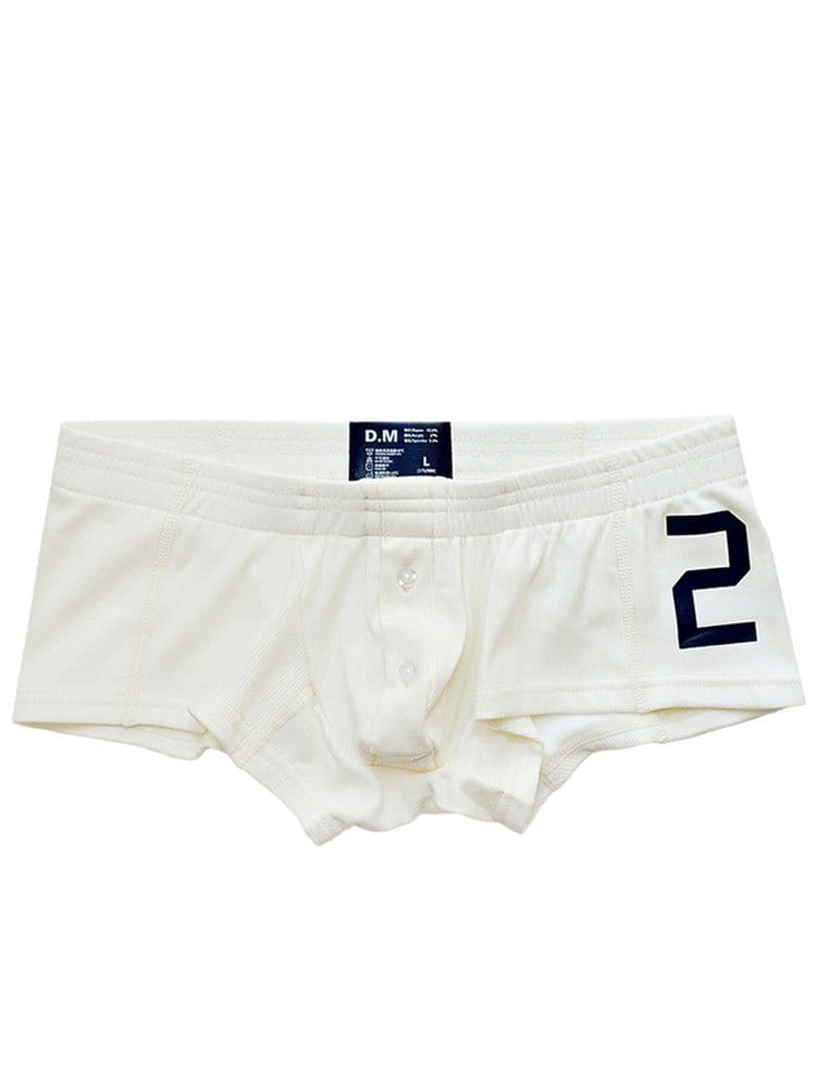 menaful White / M Comfort Solid Color Button Boxer