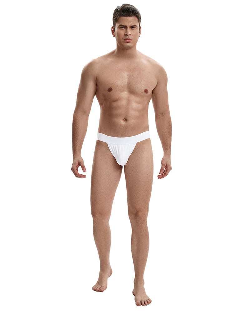 menaful White / M Cool and Breathable Mid Waist Men's Thong - White