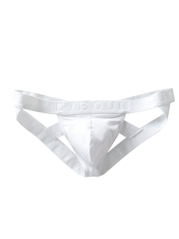 menaful White / M Cotton U Bulge Pouch Double Jockstrap