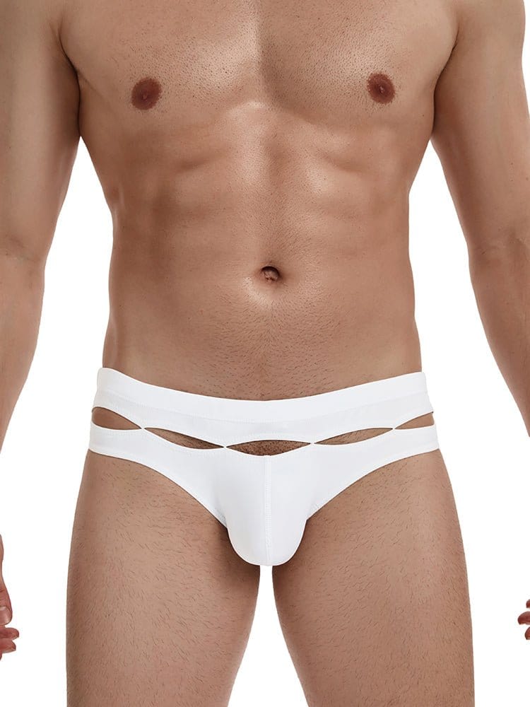 menaful White / M Cutout Fashion Sexy Swim Briefs