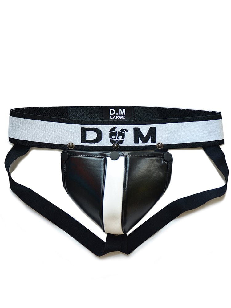 menaful White / M Detachable Button Leather Jockstrap