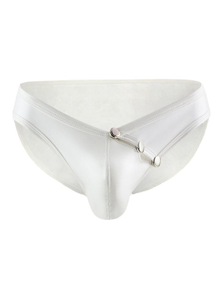 menaful White / M Faux Leather Sexy U Convex Briefs