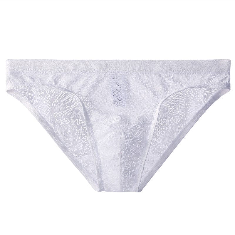 menaful White / M Lace Sheer Briefs