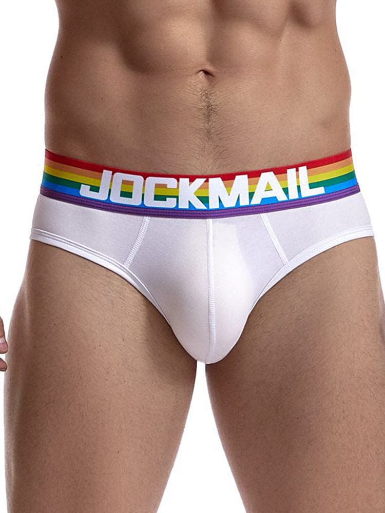 menaful White / M Low Waist Sexy Rainbow Briefs