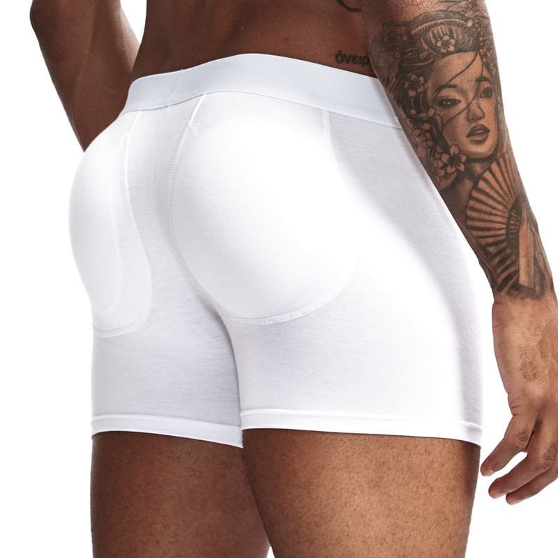 Menaful™ white / M Men's Cotton Butt-Lifting Boxer Brief (Removable Hip Padding)