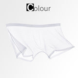 Menaful™ white / M Men's Ice Silk Sexy Mesh Full Transparent Boxer Shorts