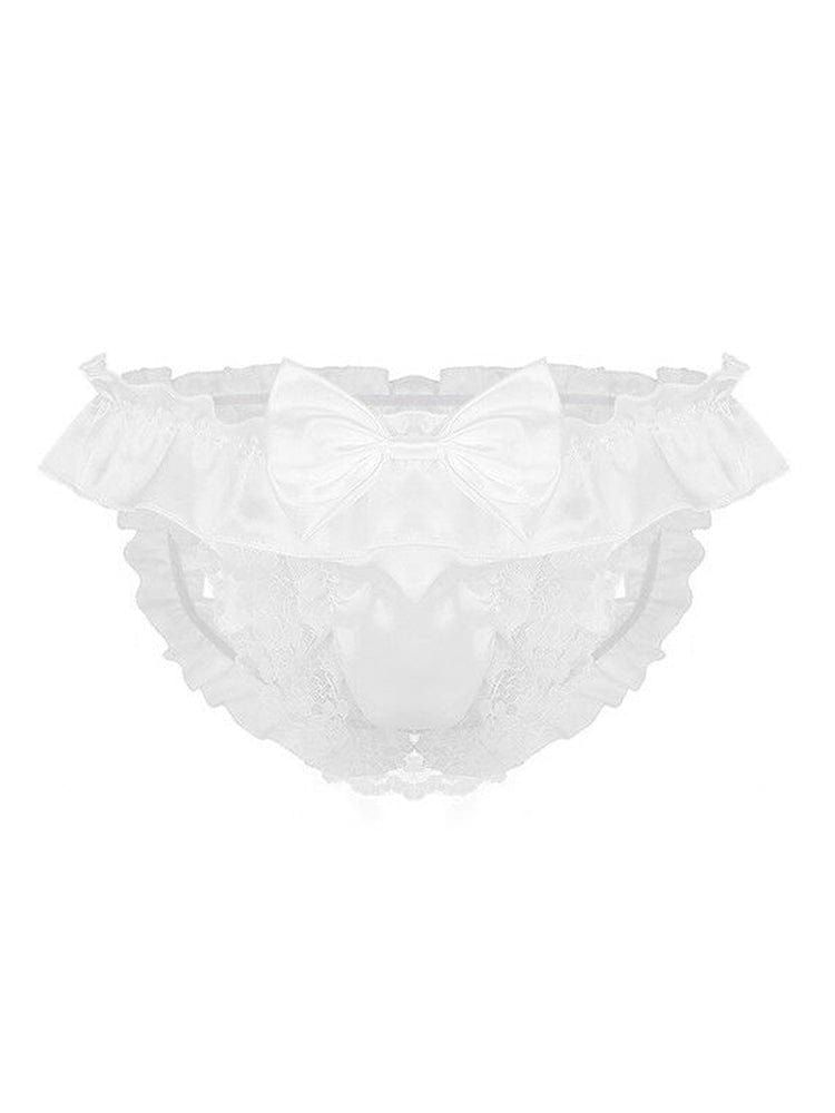 menaful White / M Men's Lace T Panty Thong