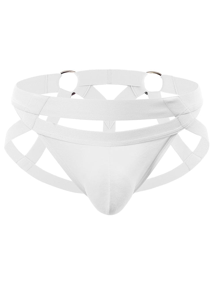 menaful White / M Men's Metal Ring Thong