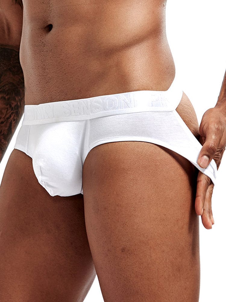 menaful White / M Men's Modal Double Jockstrap Convex Thong