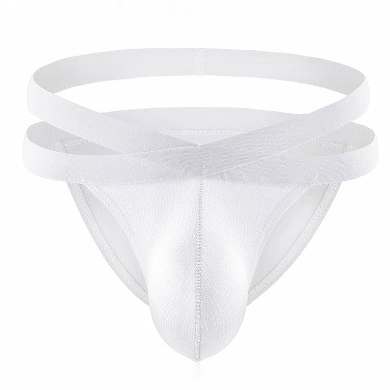 Menaful™ white / M Men's Nylon Elastic Bulge-Enhancing Solid Color Briefs