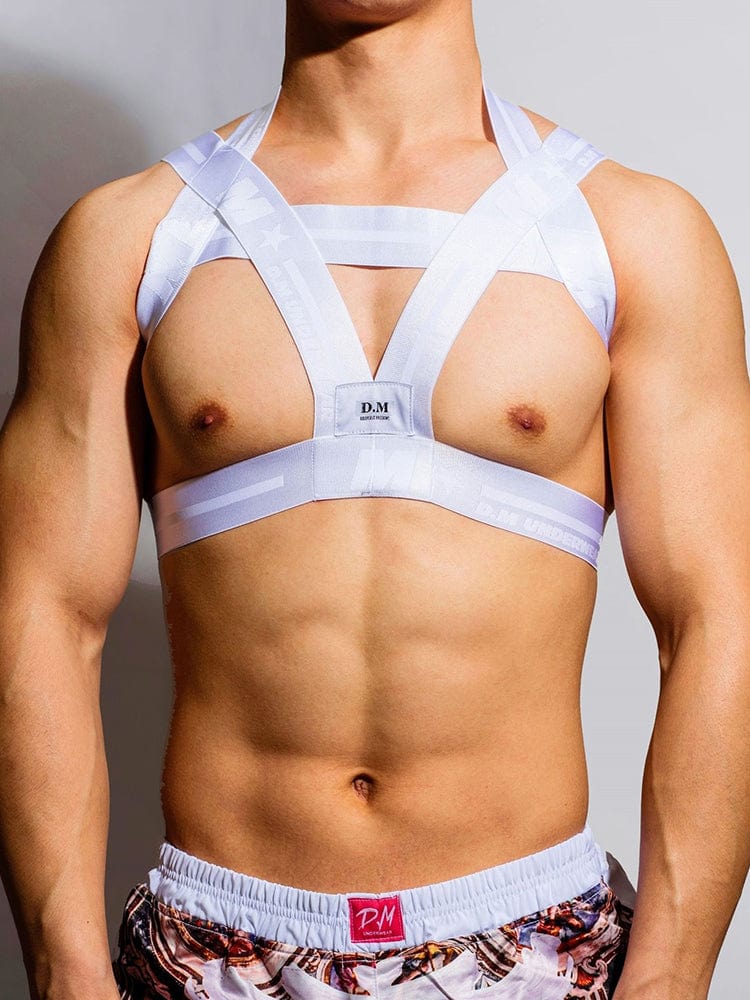 menaful White / M Men's Pectoral Letter Elastic Chest Belt