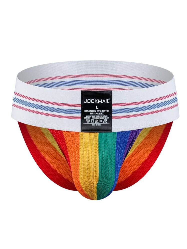 menaful White / M Men's Rainbow Stripes Pride Brief