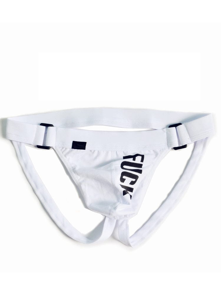 menaful White / M Men's Solid Color Letters Low Waist Sexy Thong