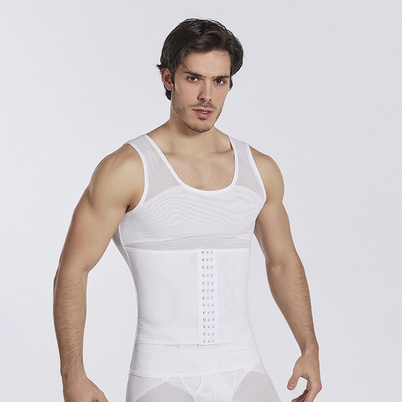 Menaful™ white / M Men's Three-Row Hook Adjustable Tummy Control Shapewear