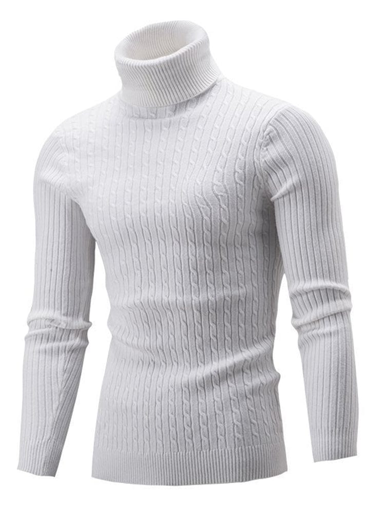 menaful White / M Men's Turtleneck Bottoming Sweater