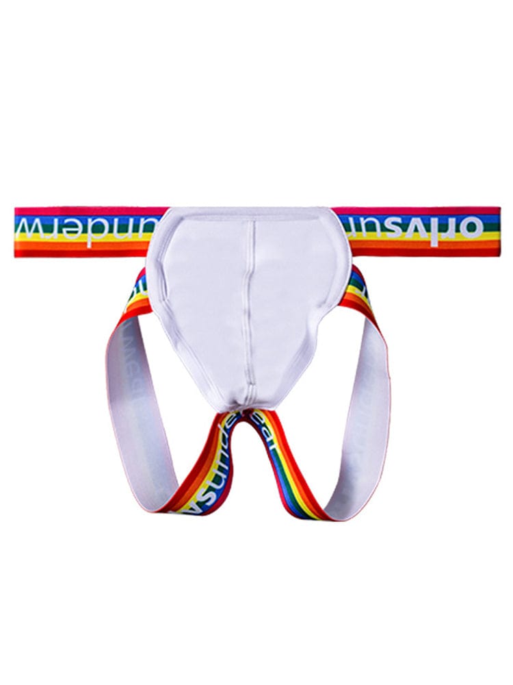 menaful White / M Pouch Bag Sexy Men's Rainbow Thong