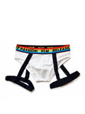 menaful White / M Rainbow Solid Color Suspender Briefs