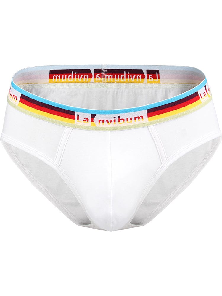 menaful White / M Rainbow Waistband Cotton Briefs