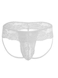 menaful White / M Sexy Men's Lace Erotic Thong