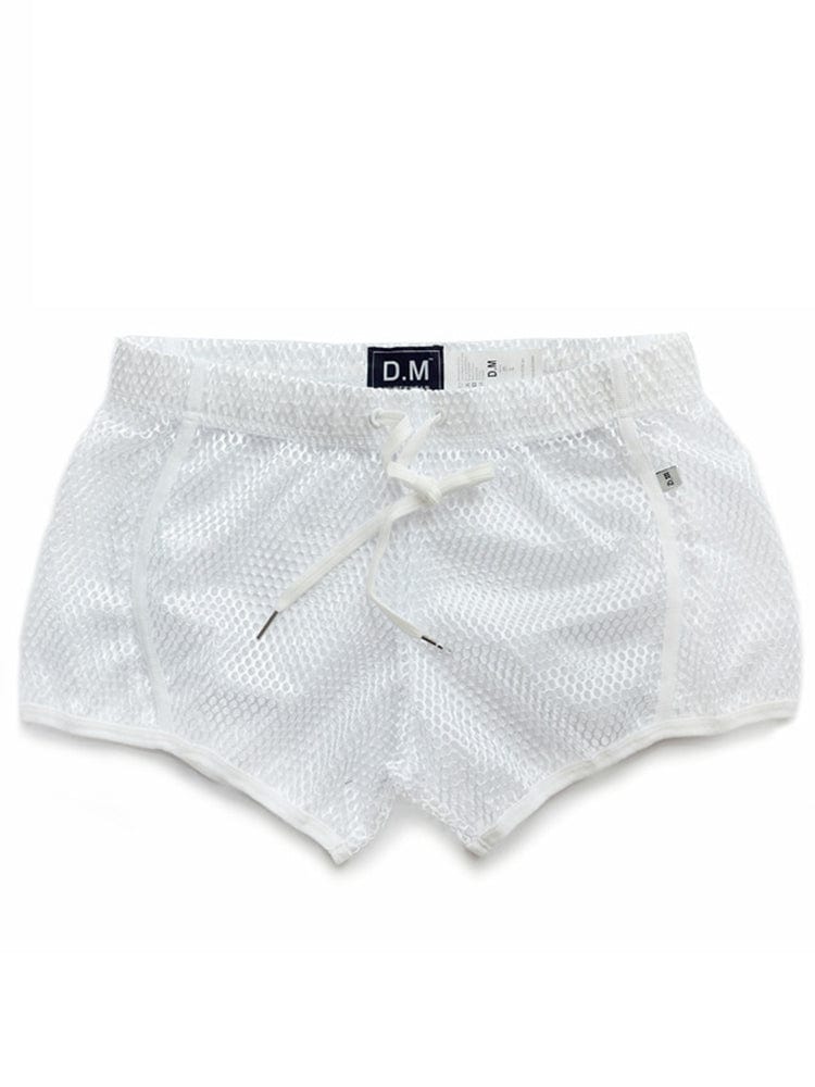 menaful White / M Sexy Mesh Breathable Home Boxer Shorts