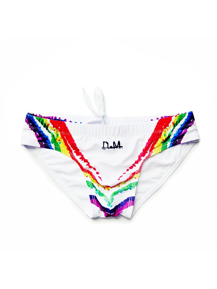 menaful White / M Sexy Rainbow Swim Briefs