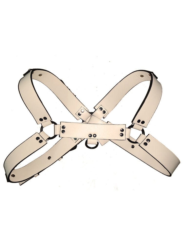 menaful White / M Sexy Tough Guy Genuine Leather Bulldog Harness