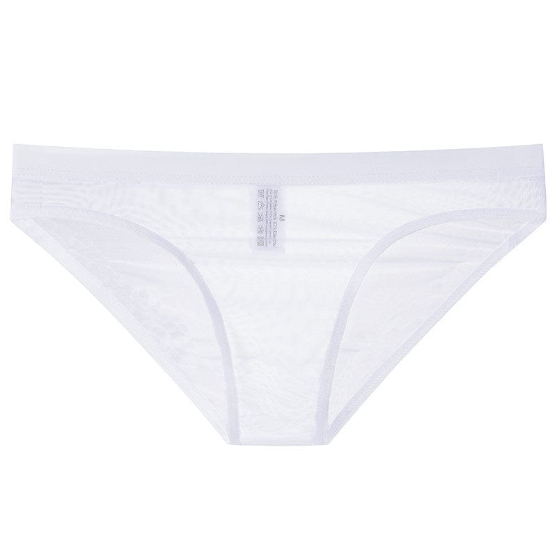 menaful White / M Sheer Mesh Bagless Skinny Briefs