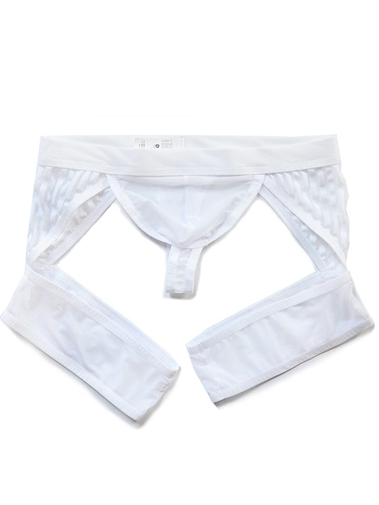 menaful White / M Sheer Mesh Erotic Thong