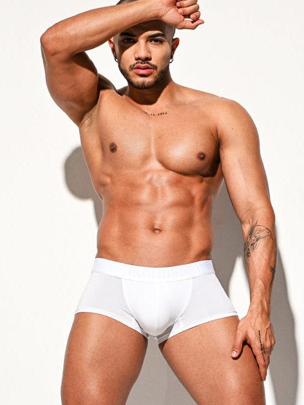 menaful White / M Solid Color Breathable Comfort Boxer Briefs