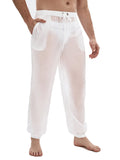 menaful White / M Translucent Quick-dry Sport Pants - White