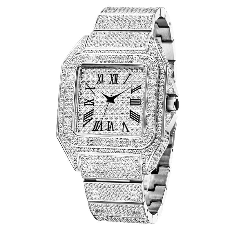 Menaful™ white Men's Diamond-encrusted Square-shaped Fashion Watch