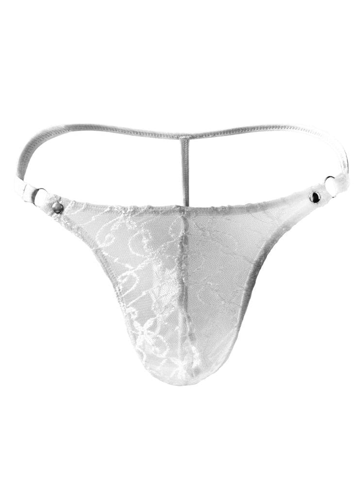 menaful White / One Size Fits All-Flat Waist 32 cm Men's Sexy Transparent Mesh Thong