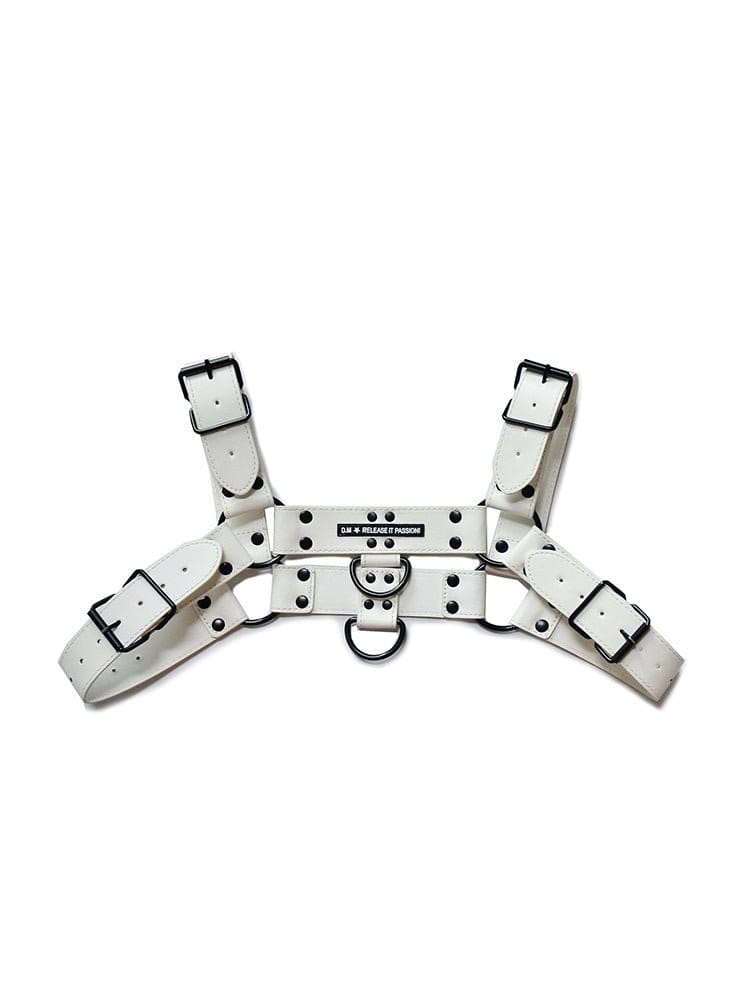 menaful White / One Size Leather Adjustable Sexy Harness