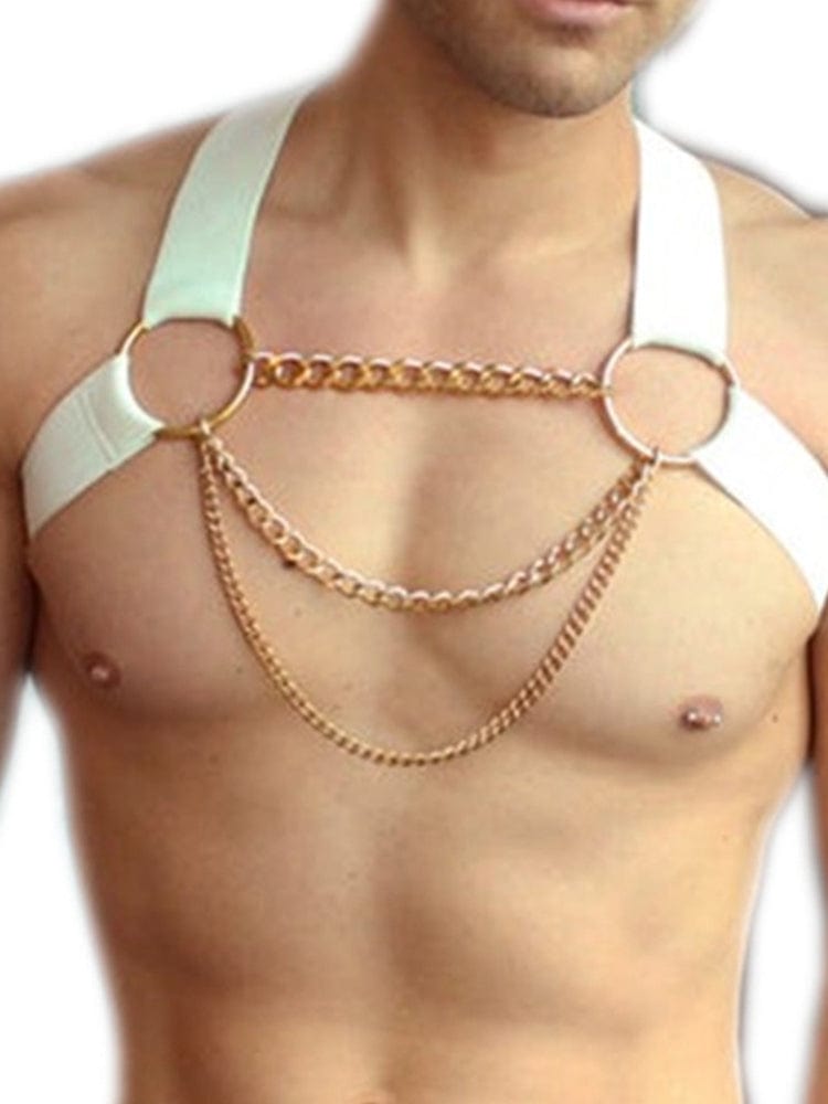 menaful White / One Size Men's Chain Bondage Strap Harness