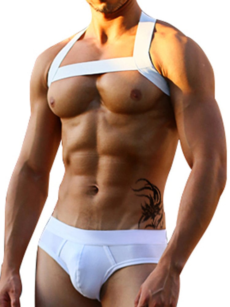 menaful White / One Size Men's Shoulder Straps Fitness Chest Strap Harness