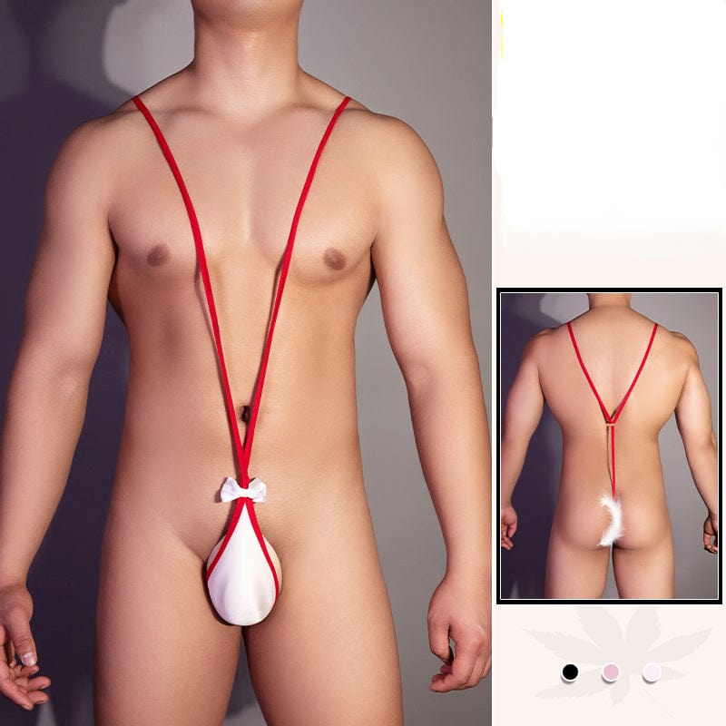 Menaful™ white / one-size Men's Suspender Bowtie Thong