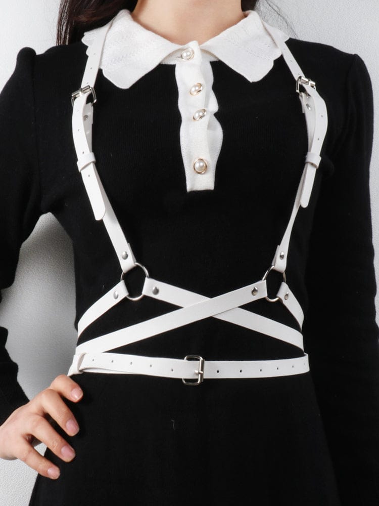 menaful White / One Size Versatile Punk Binding Belt Harness Strap