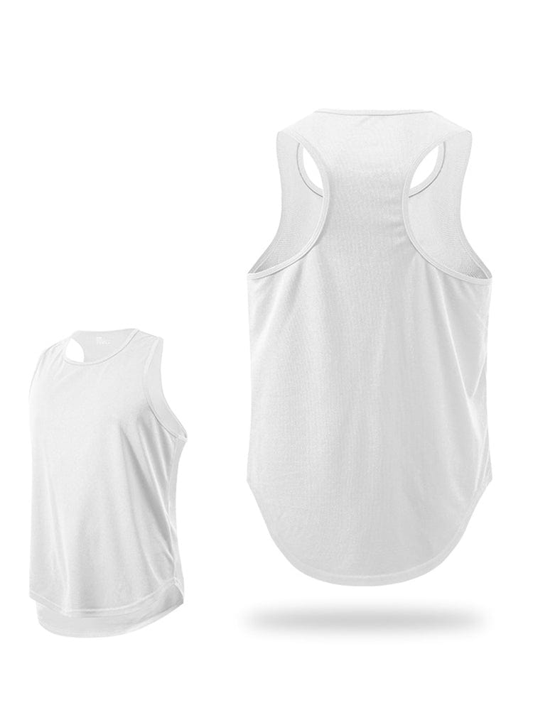 menaful White Racerback Vest / M Men's Summer Quick Dry Sports Vest