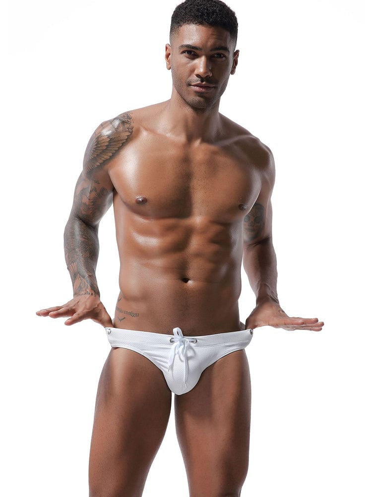 menaful White / S Men's Lanyard Swimming Briefs