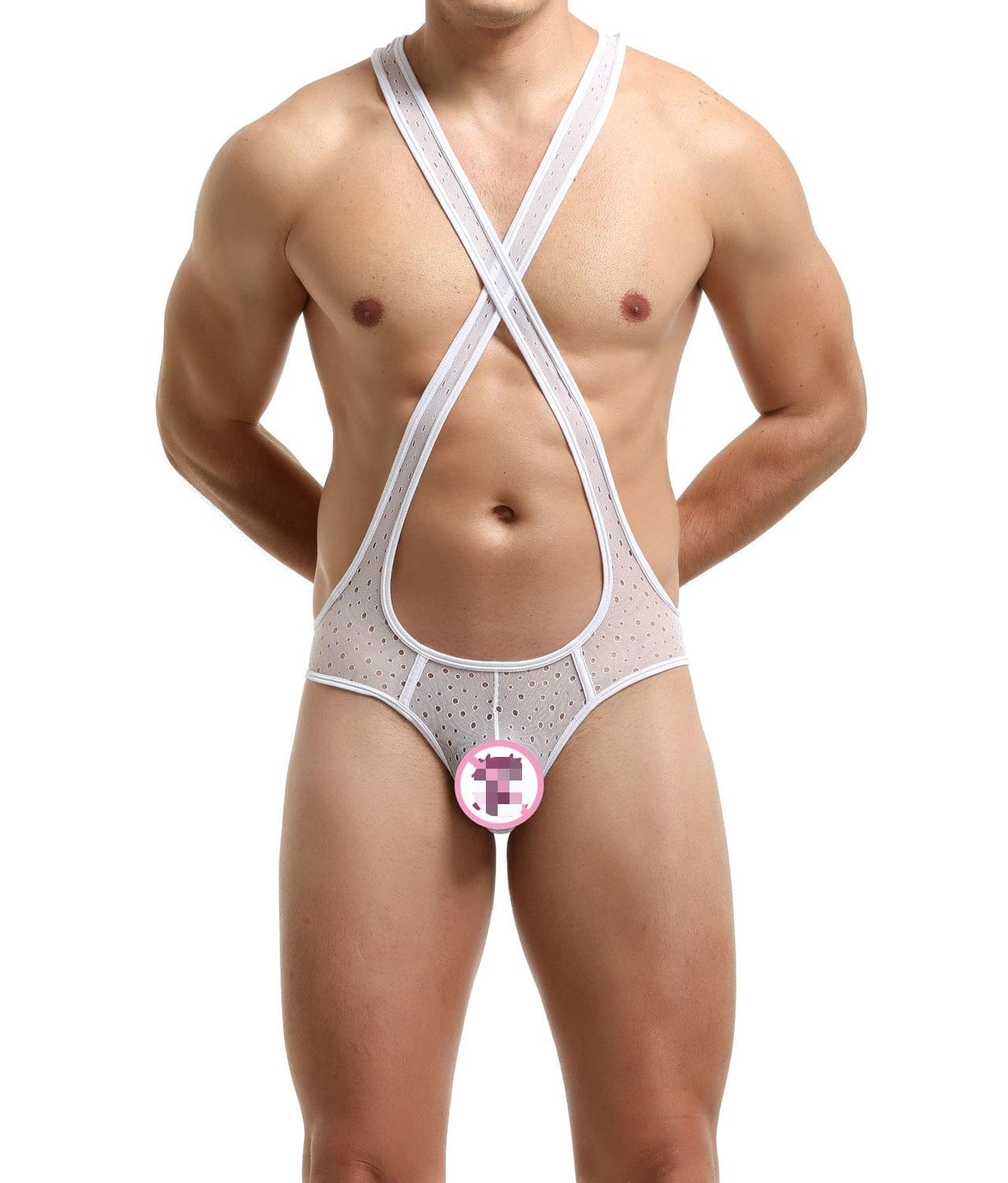 Menaful™ white / S Men's Sexy Mesh Transparent Backless Bodysuit