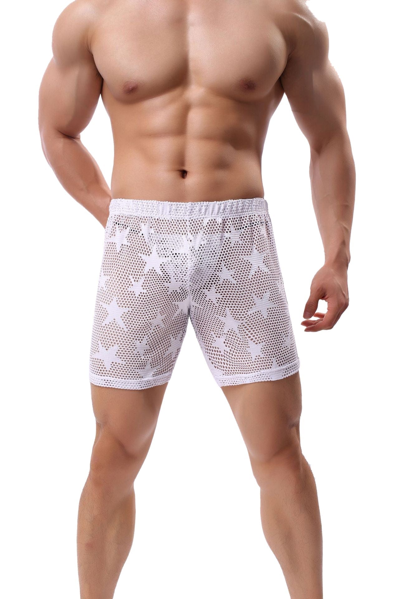 menaful White / S Star See Through Mesh Shorts