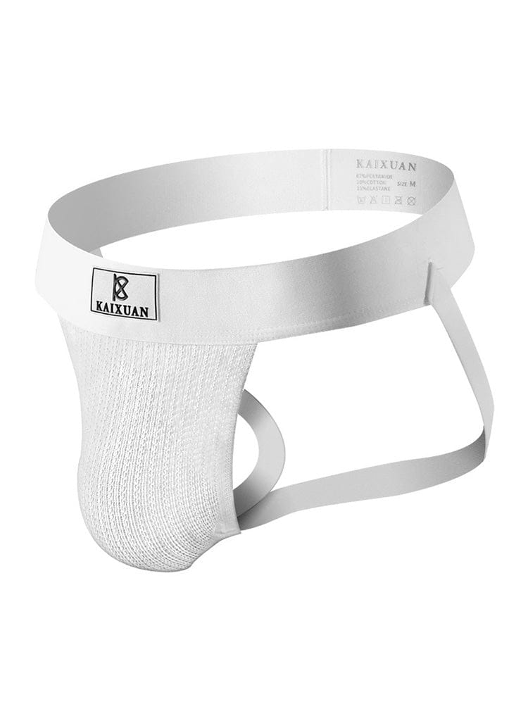 menaful White / S U Convex Pocket Rainbow Sexy Jockstrap