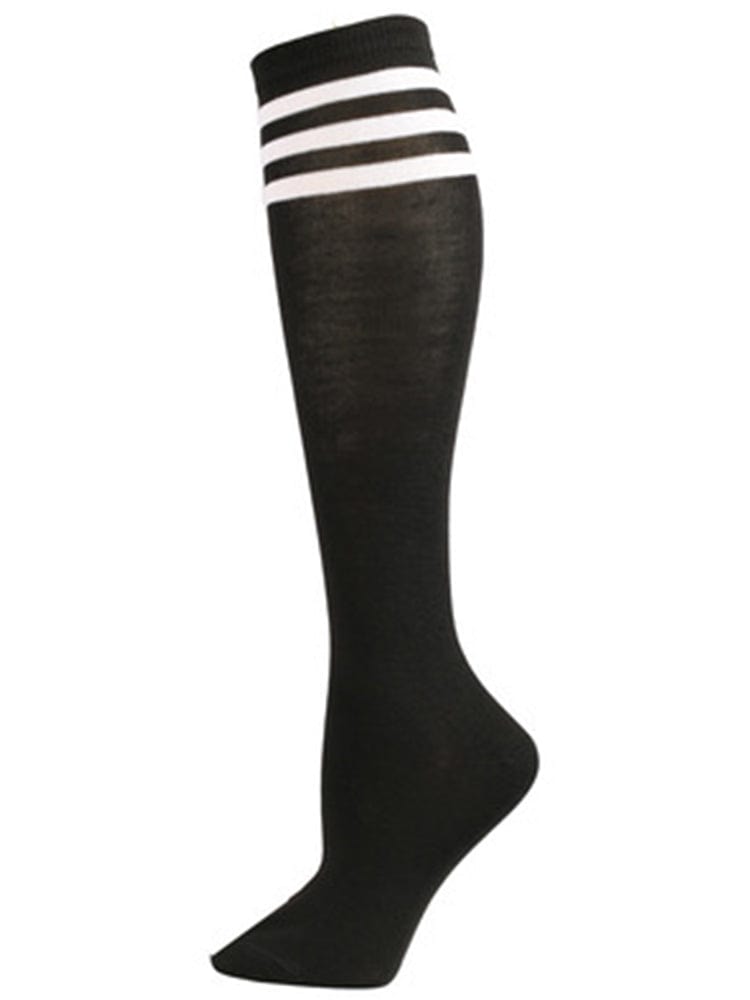 menaful White Stripes / One Size Striped White Crew Sports Socks