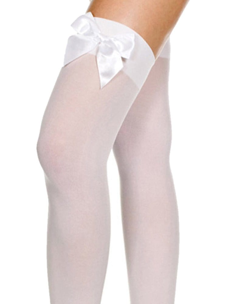 menaful White+White / One Size Cute Velvet Bow Stockings