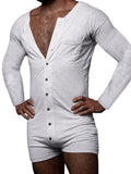 menaful White / XS Men's One PieceTight Sexy Bodysuit Jumpsuit