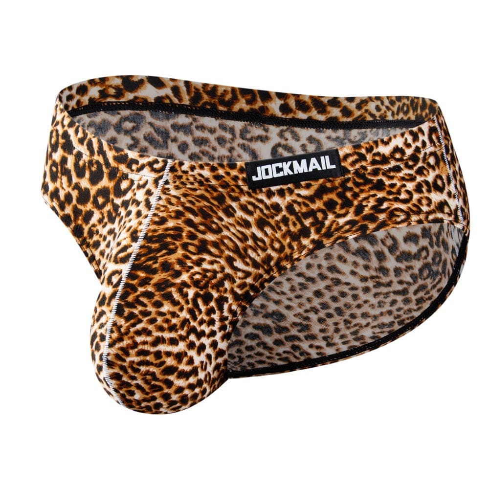 menaful yellow leopard print / M Men's Sexy Leopard Snake Print Briefs