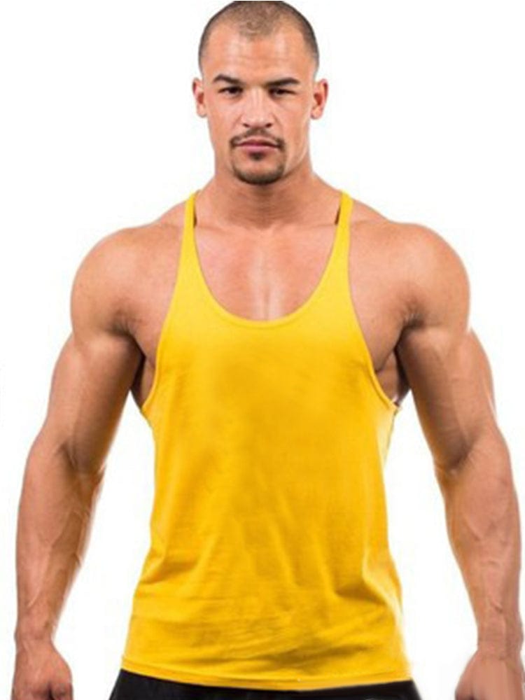 menaful Yellow / M Bodybuilding Cotton Tank Top