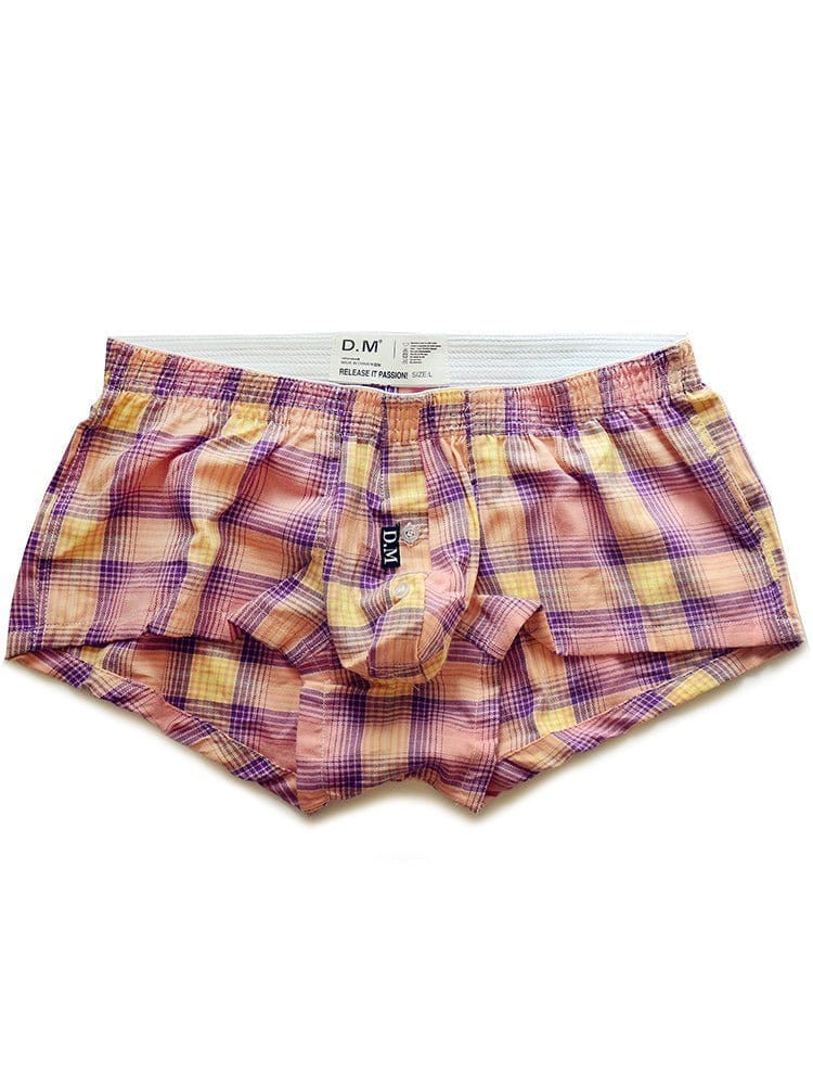 menaful Yellow / M Breathable Checkered Home Boxer Briefs