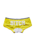 menaful Yellow / M Low Waist Sexy Nylon Letters Transparent Boxer Briefs