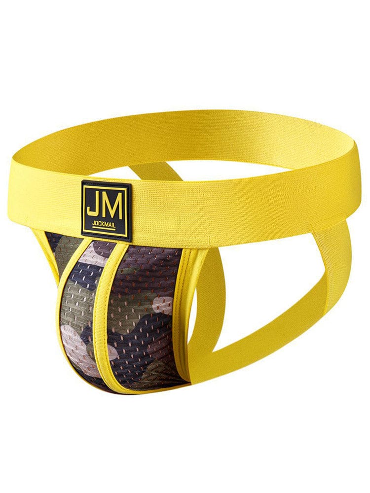 menaful Yellow / M Men's Camo Mesh Sexy Thong